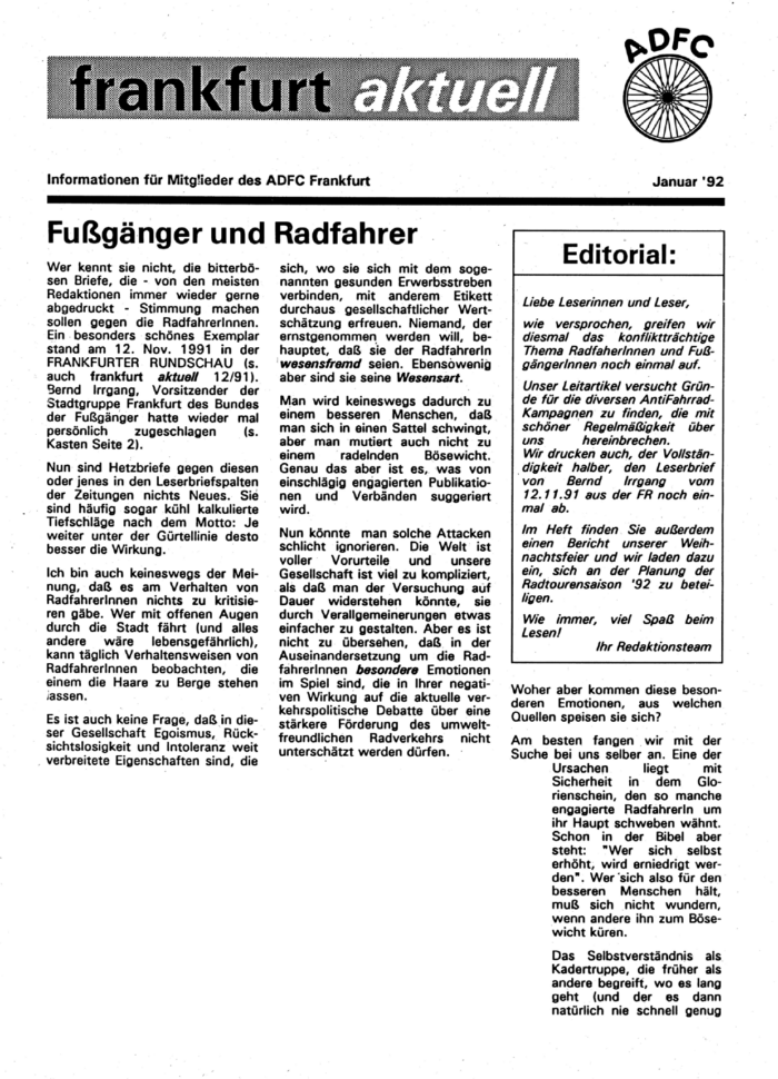 Frankfurt Aktuell 1992-01 Frankfurt Aktuell 1992-01