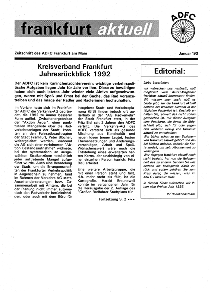 Frankfurt Aktuell 1993-01 Frankfurt Aktuell 1993-01
