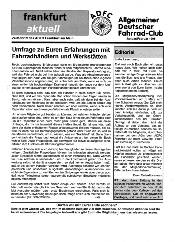 Frankfurt Aktuell 1995-01 Frankfurt Aktuell 1995-01