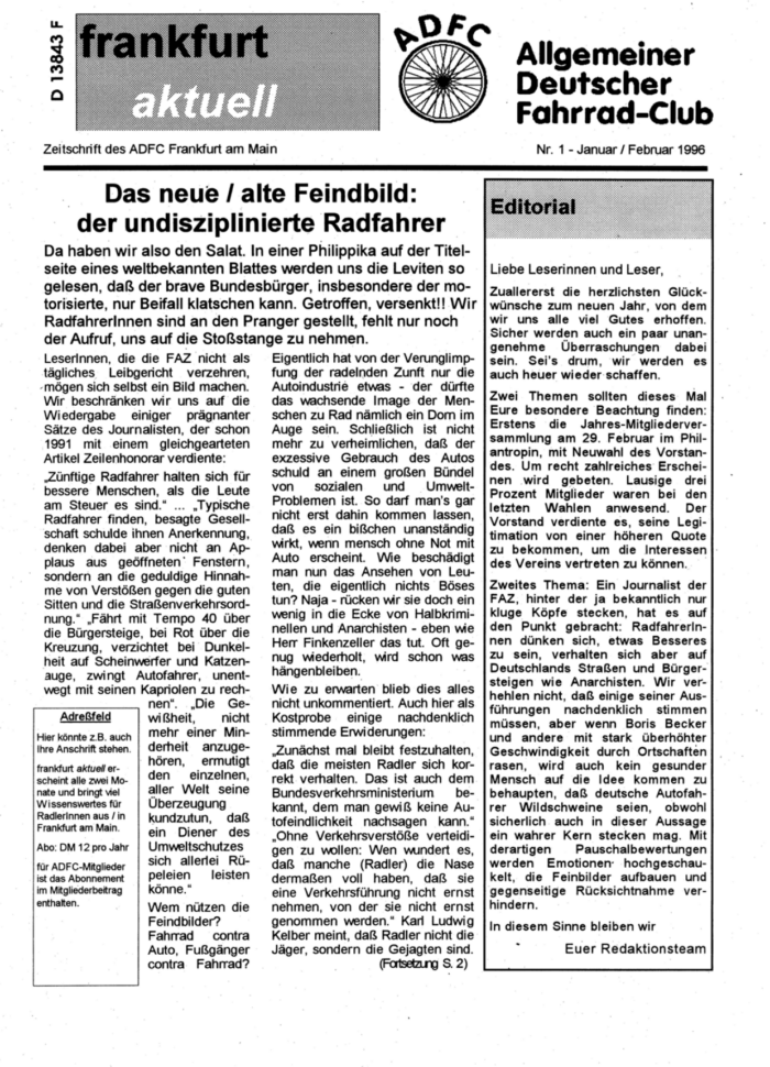 Frankfurt Aktuell 1996-01 Frankfurt Aktuell 1996-01