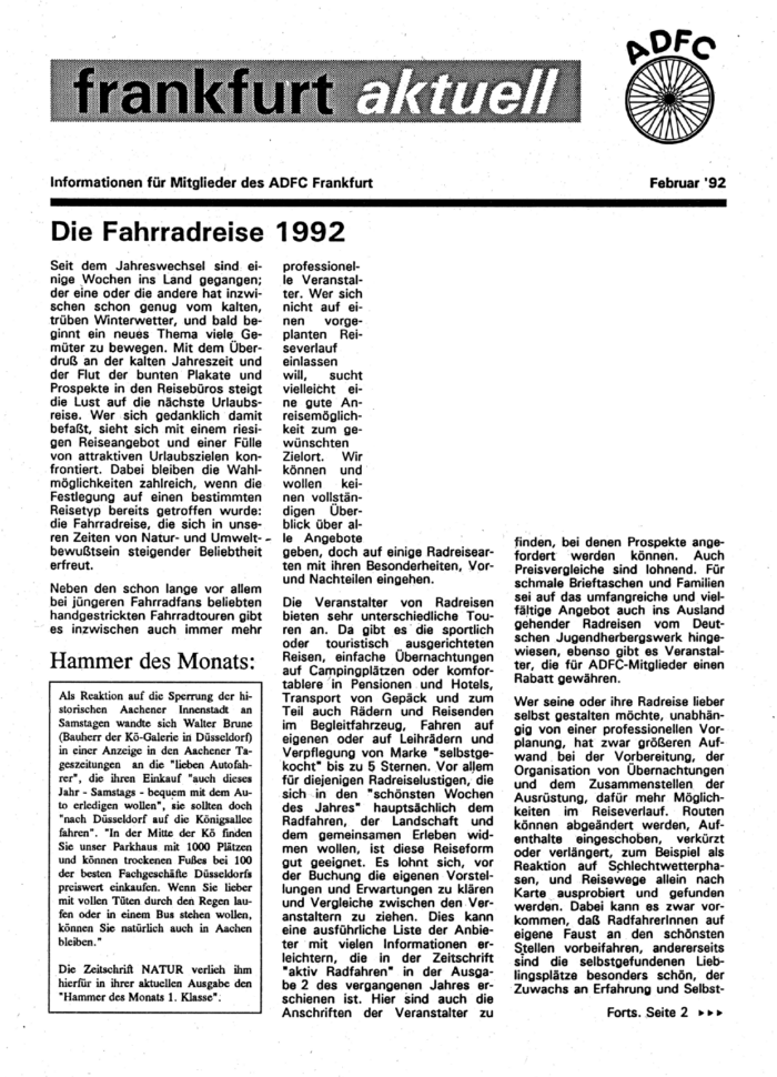 Frankfurt Aktuell 1992-02 Frankfurt Aktuell 1992-02
