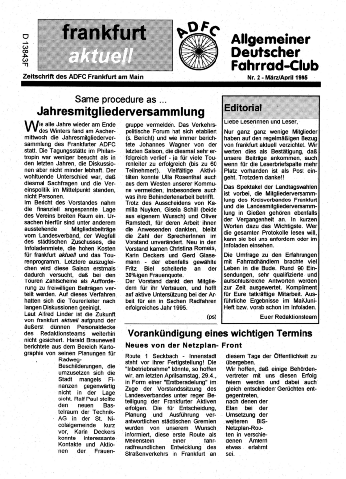 Frankfurt Aktuell 1995-02 Frankfurt Aktuell 1995-02