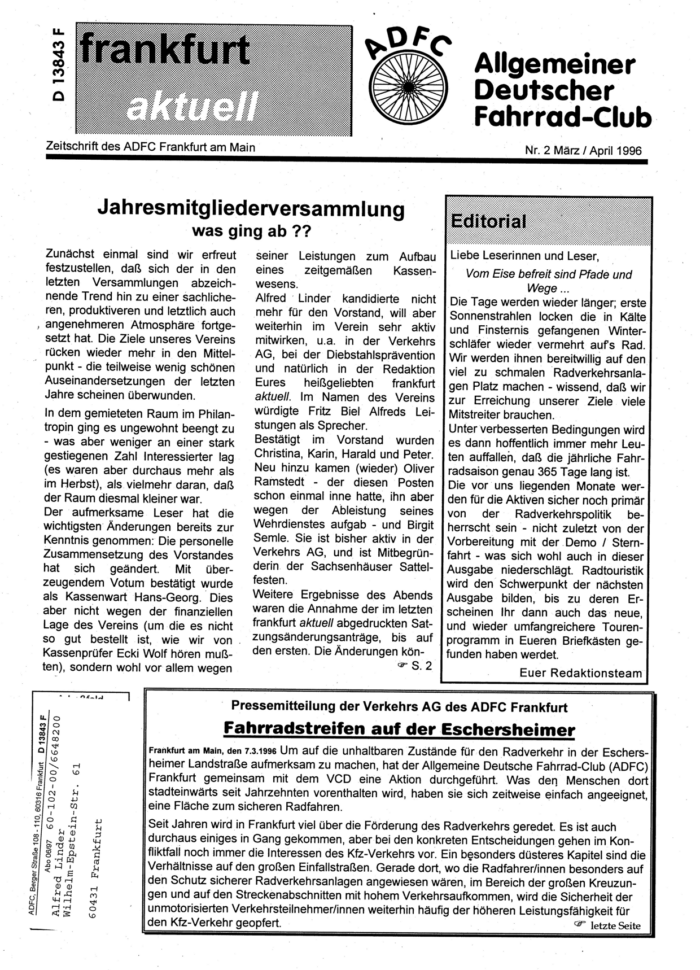 Frankfurt Aktuell 1996-02 Frankfurt Aktuell 1996-02