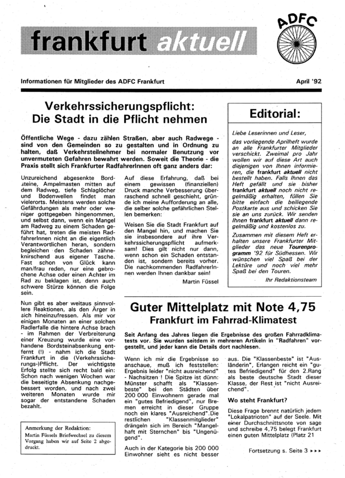 Frankfurt Aktuell 1992-04 Frankfurt Aktuell 1992-04