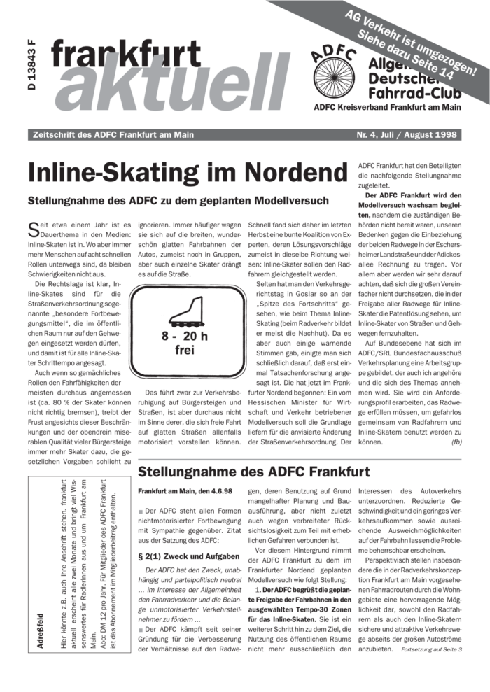 Frankfurt Aktuell 1998-04 Frankfurt Aktuell 1998-04