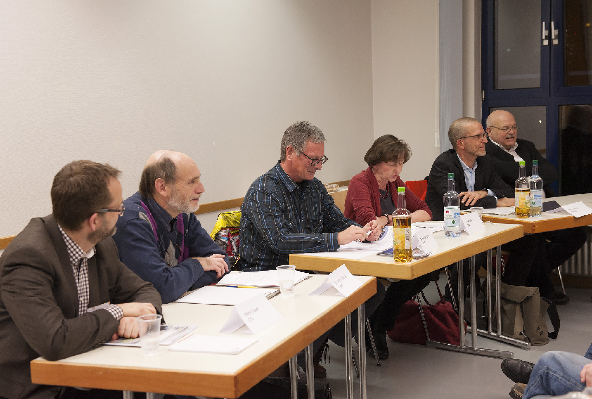 Die Diskutanten, von links: Martin Daum, Peter Gärtner, Bertram Giebeler (ADFC) als Moderator, Annette Rinn, Stefan Majer, Klaus ÖsterlingBild: Eckehard Wolf