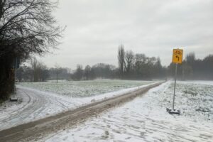 Umleitungsstrecke im Niddapark abseits der geräumten Wege