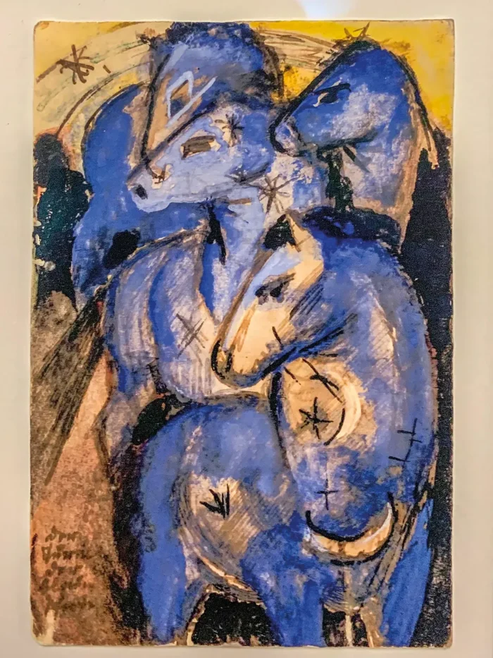 Blaue Pferde - Postkarte von Franz Marc an Paul Klee