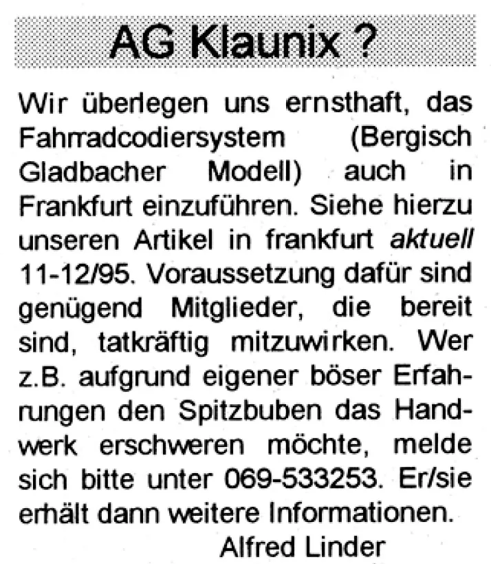 Aus Frankfurt aktuell, Ausgabe 1-2/96