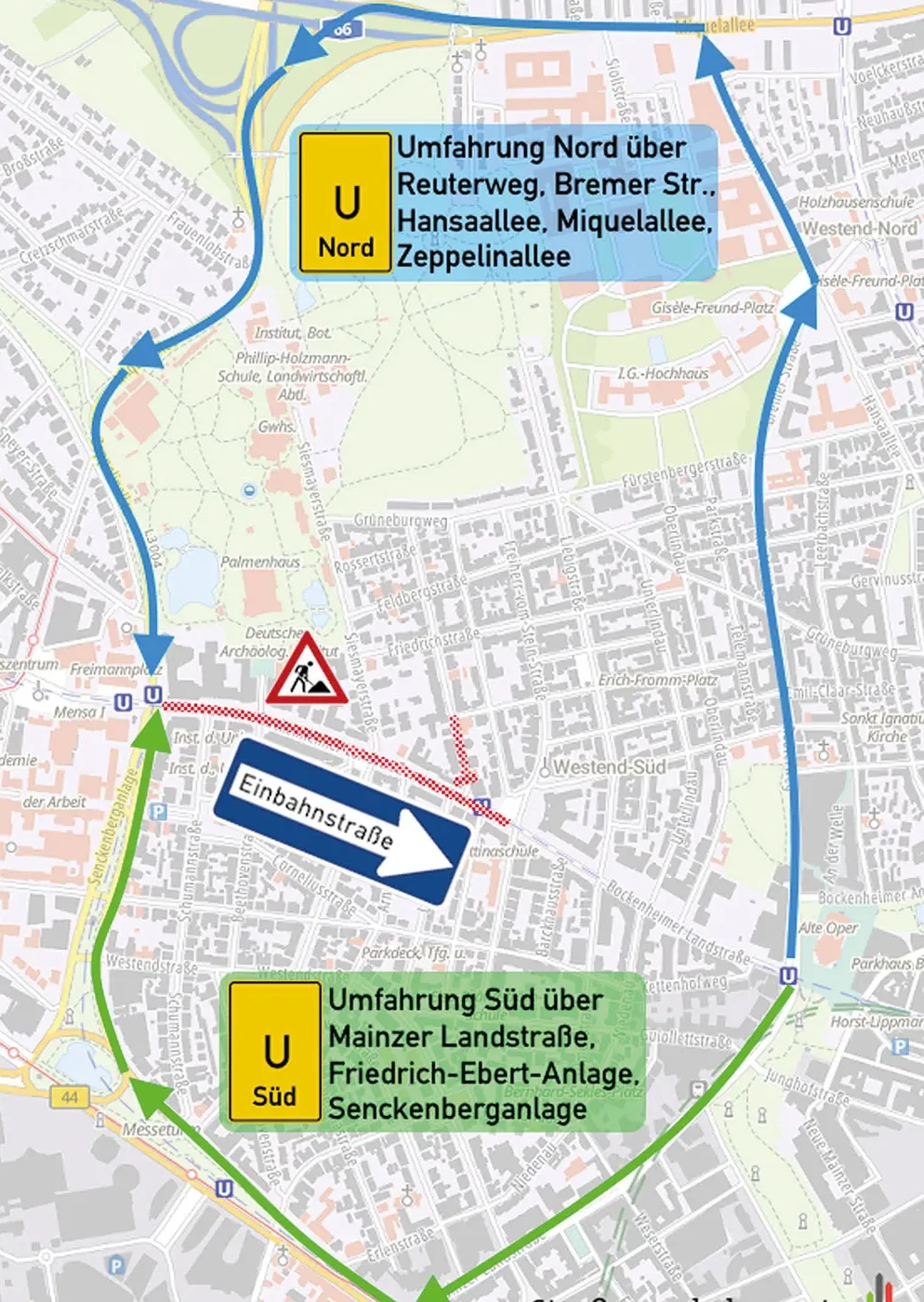 Kartenausschnitt Bockenheimer Landstraße