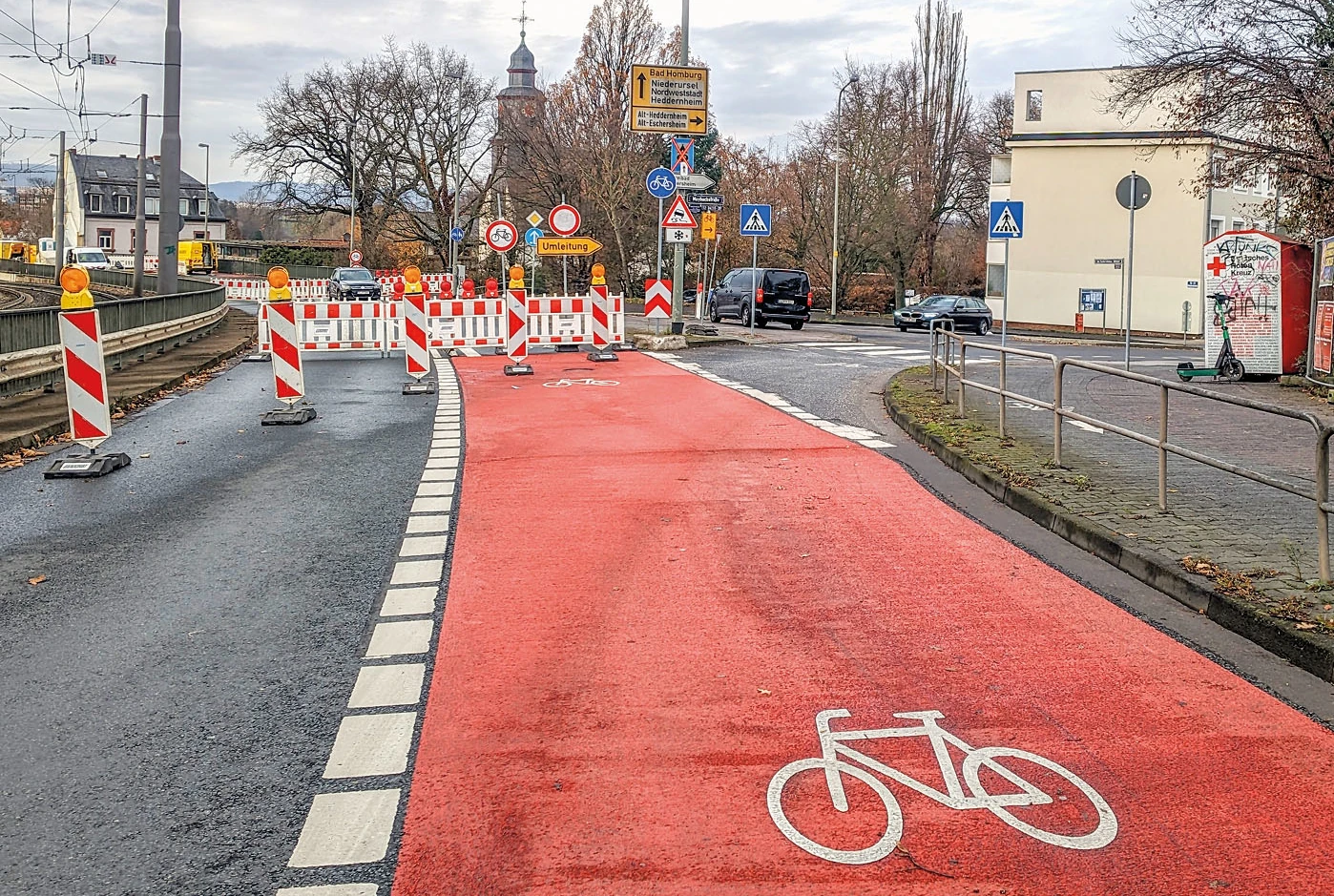 Baustelle auf der Maybachbrücke