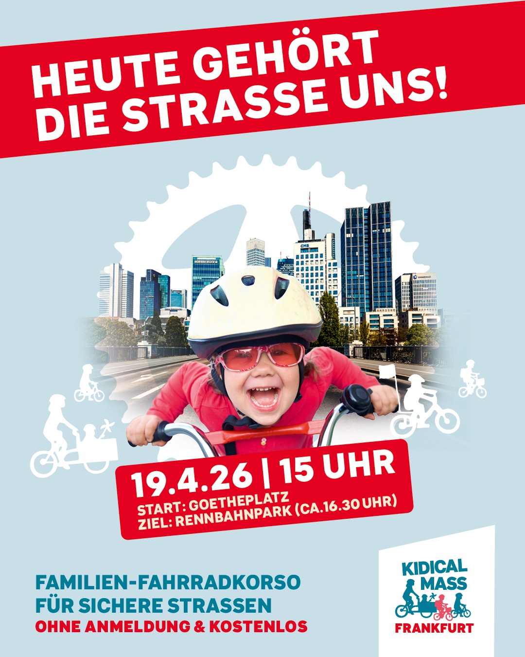 Kidical Mass in Frankfurt am 19. April 2026